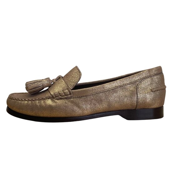 Cole Haan Women’s Gold Metallic Leather Pinch Grand Tassel Loafers Size 6.5B - Picture 4 of 10